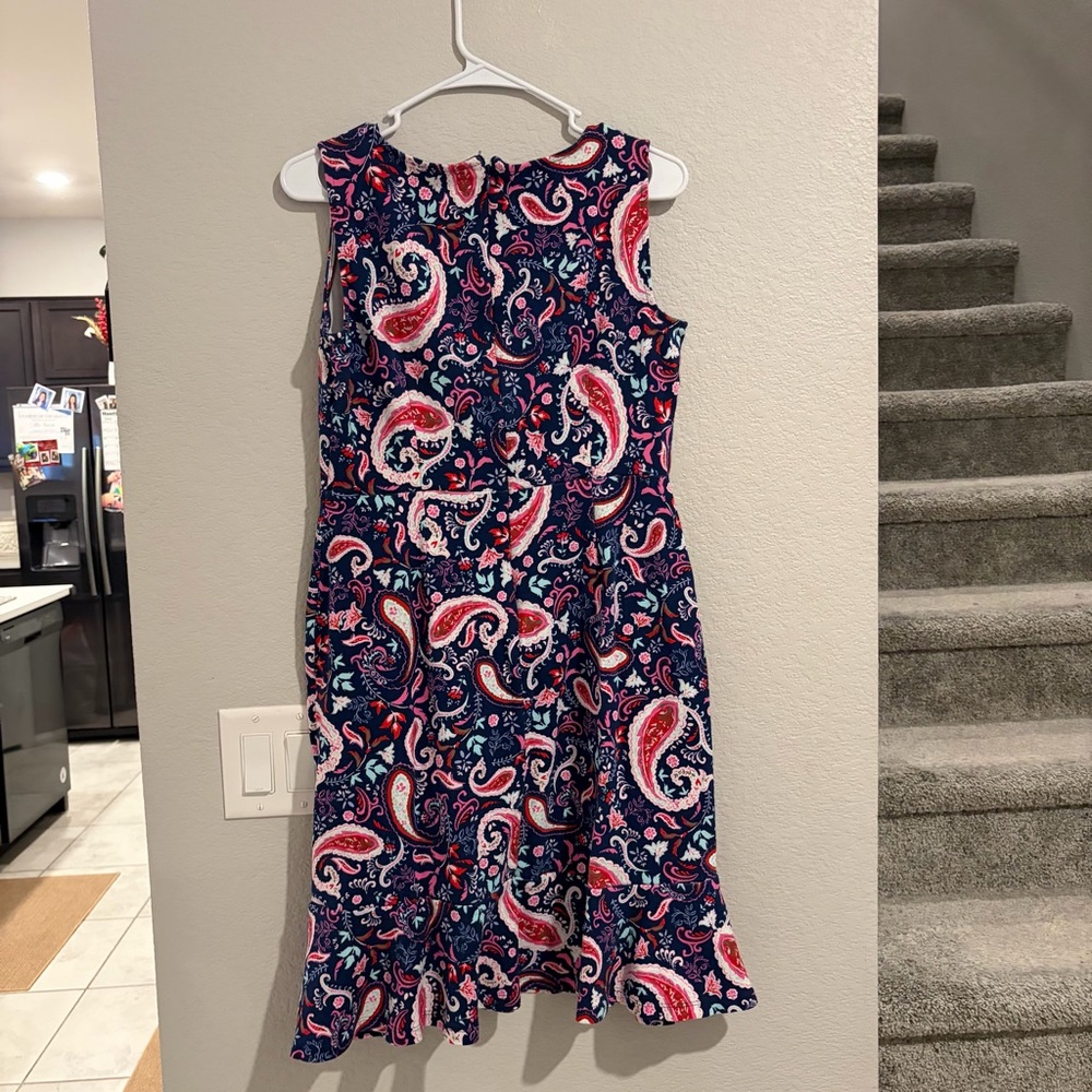Talbots Flounce Hem Fit & Flare Dress Watercolor Paisley Print MEDIUM - Picture 6 of 6